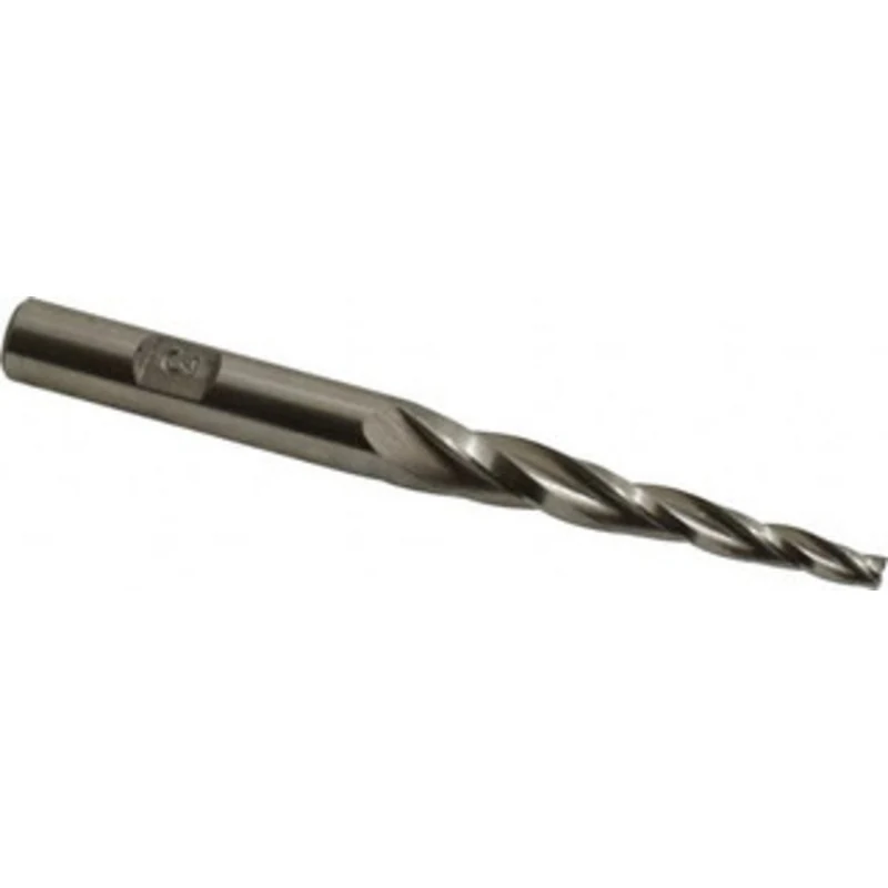 Made in USA 3 per Side 5/32 Small End Diam 2 LOC 3-Flute High Speed Steel Tapered Square End Mill Uncoated, 3/8 Shank...